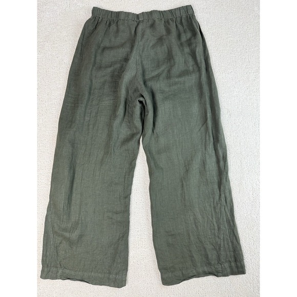 Velvet Graham & Spencer Linen Pants Women's S Green Wide Leg Pull-On Made in USA - Picture 4 of 9